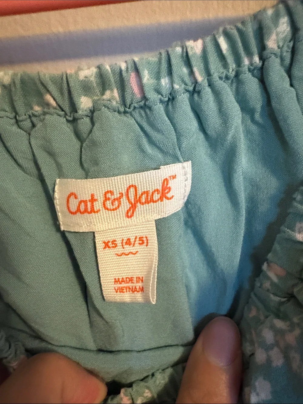 Cat & Jack Mint Green Floral Puff-Sleeve Dress